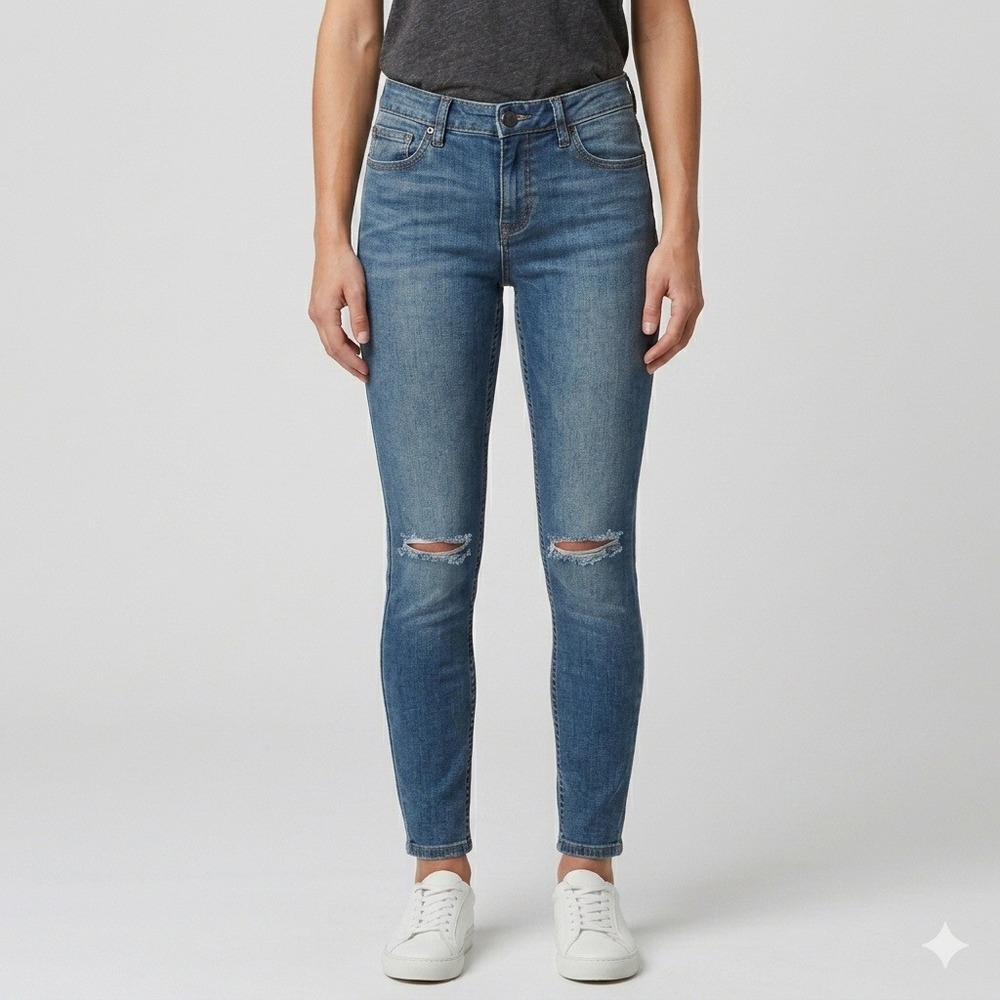 Free People Distressed Skinny Jeans Blue Denim Women's Size 25 W25 EUC